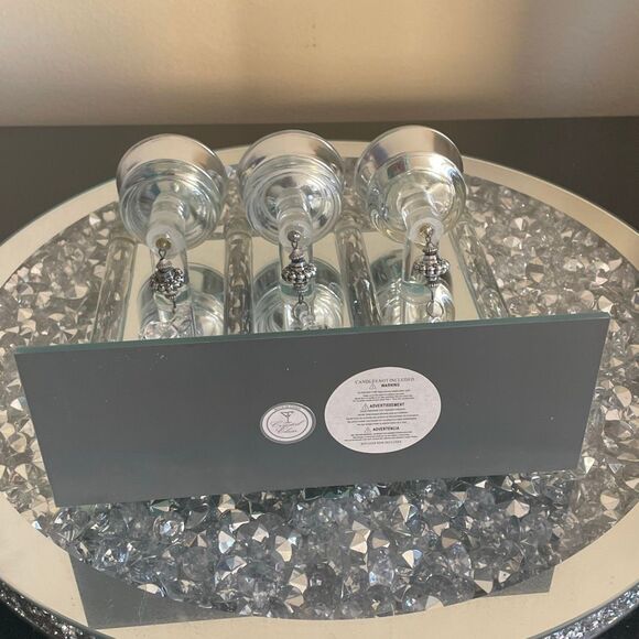 New Crystal clear trio mini candle holder decorative pendulum home decor mirror - Picture 15 of 16